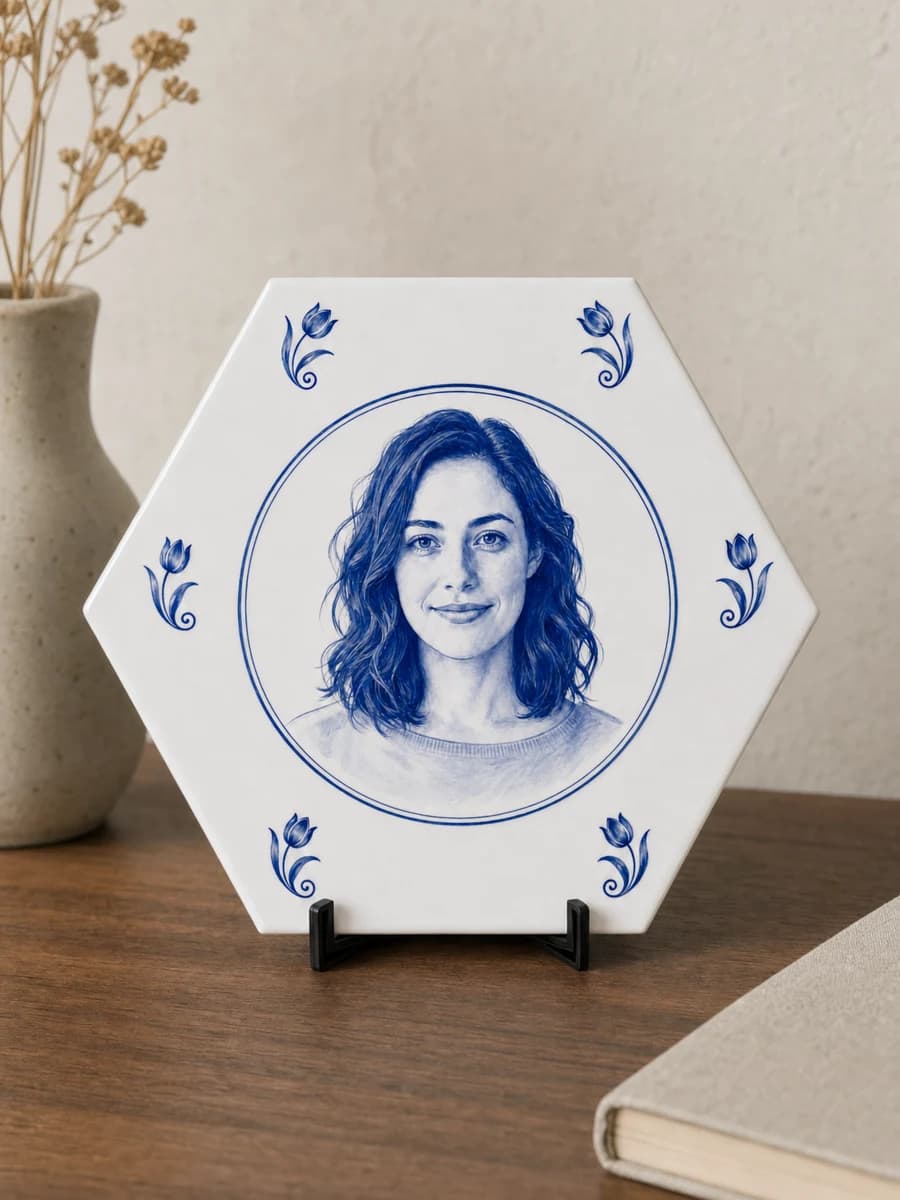 Hexagon Delfts Blauw Fototegeltje