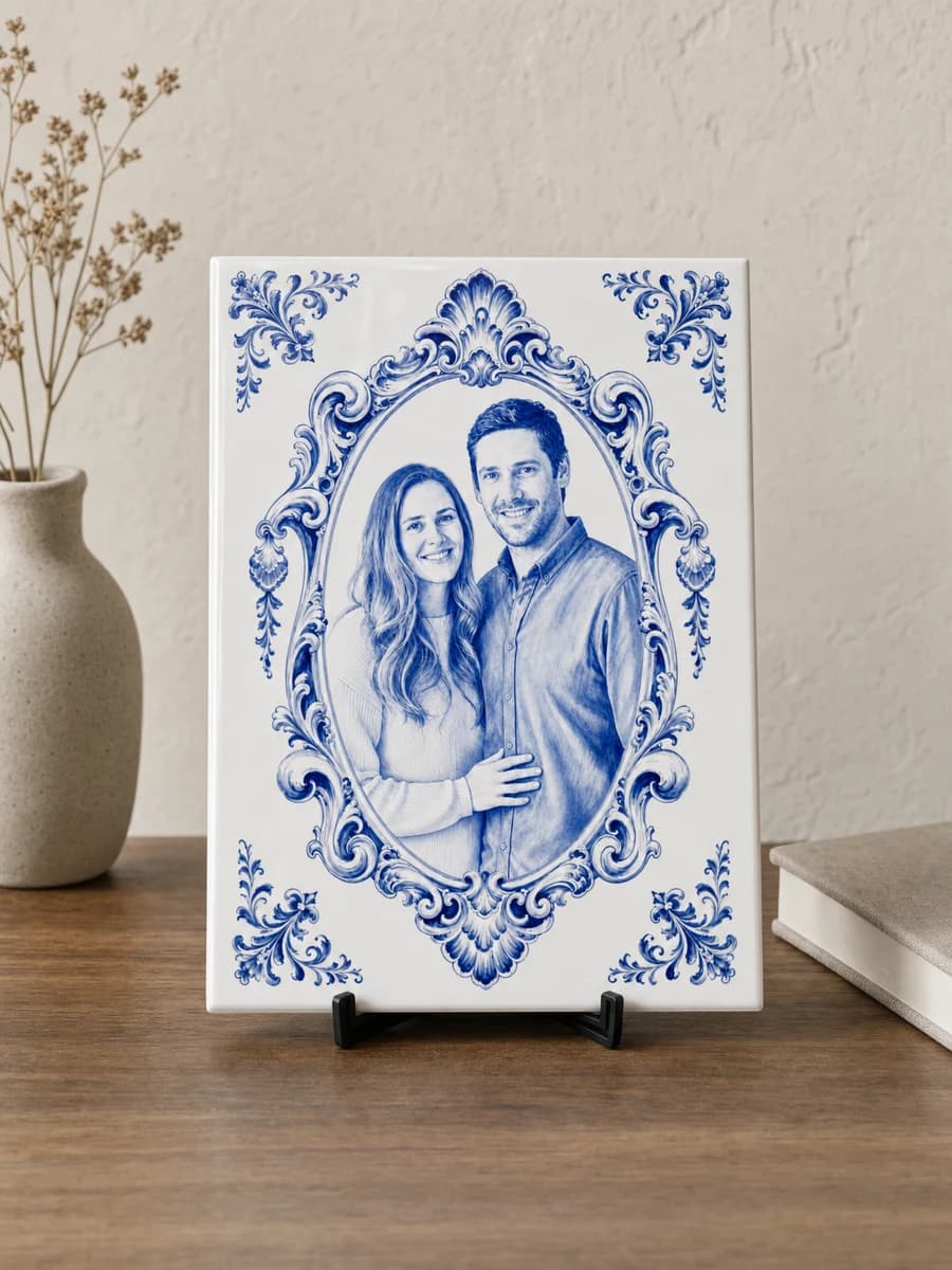 Rechthoekig Delfts Blauw Fototegeltje