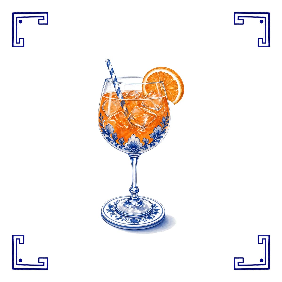 Aperol spritz – Delfts blauw tegeltje