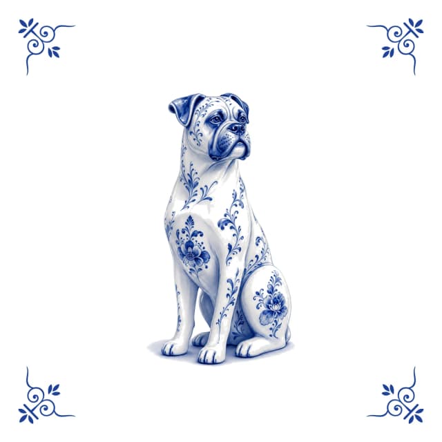Boxer, Delfts blauw tegeltje