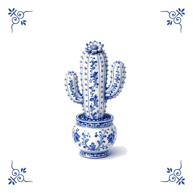 Cactus, Delfts blauw tegeltje