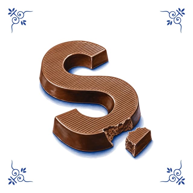 Chocoladeletter, Delfts blauw tegeltje