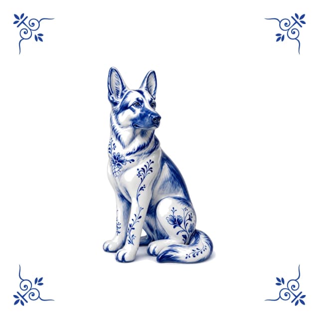 Duitse herder, Delfts blauw tegeltje