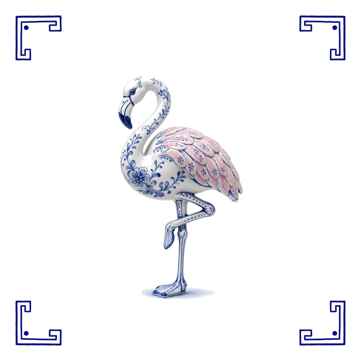 Flamingo – Delfts blauw tegeltje