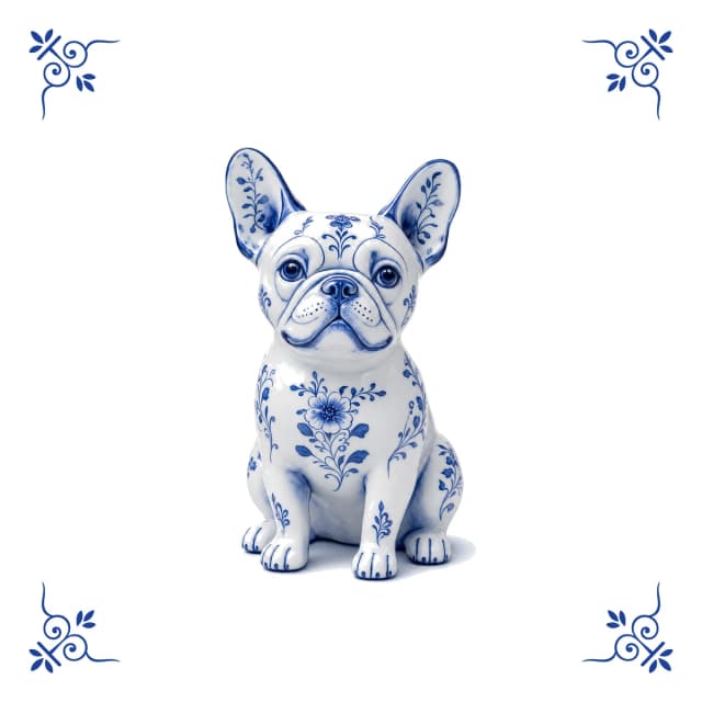 Franse bulldog, Delfts blauw tegeltje