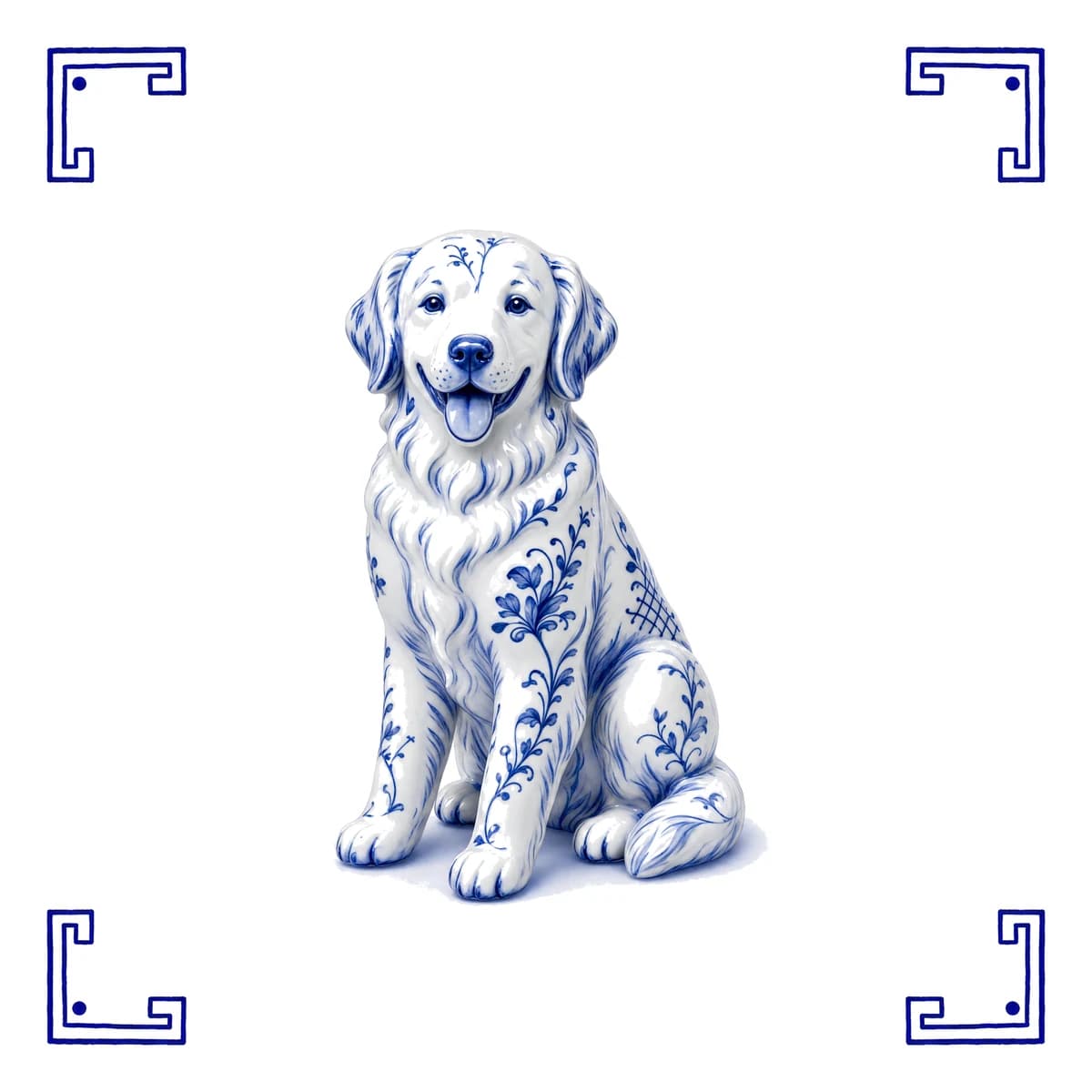 Golden retriever – Delfts blauw tegeltje