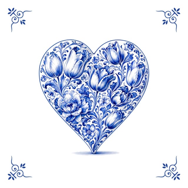 Hart, Delfts blauw tegeltje