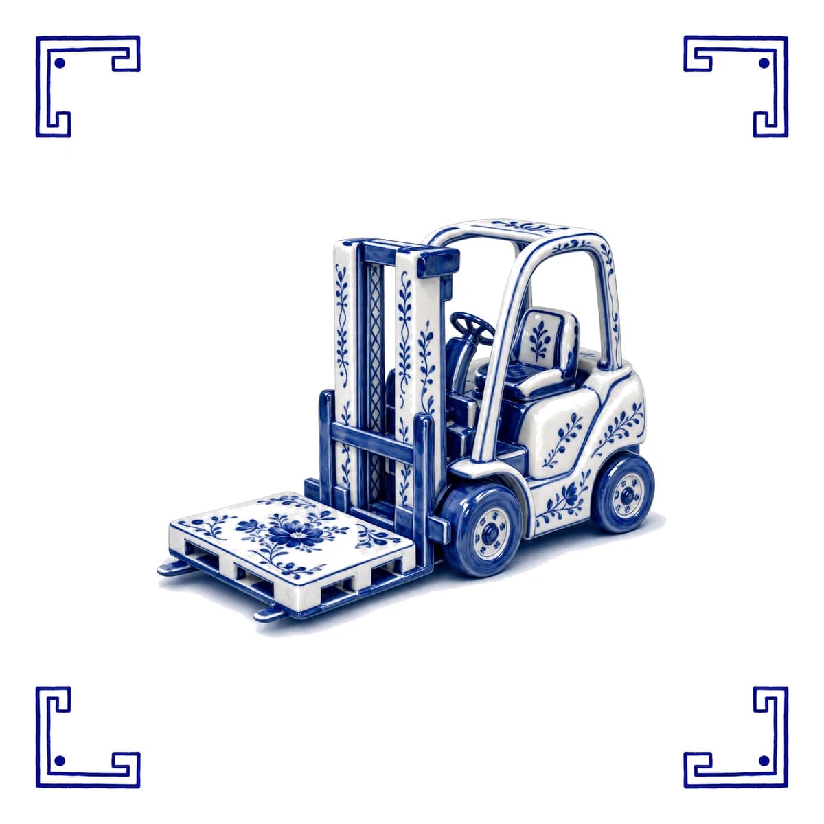 Heftruck – Delfts blauw tegeltje