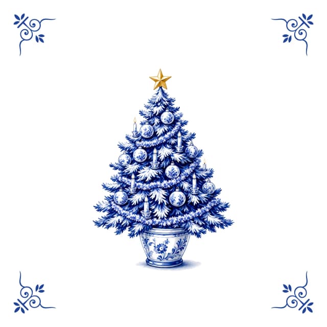 Kerstboom, Delfts blauw tegeltje