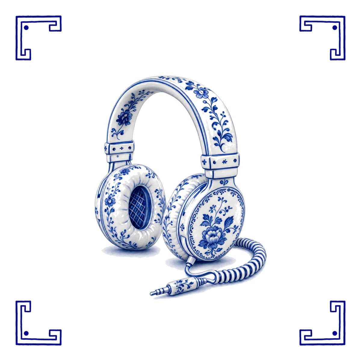 Koptelefoon – Delfts blauw tegeltje
