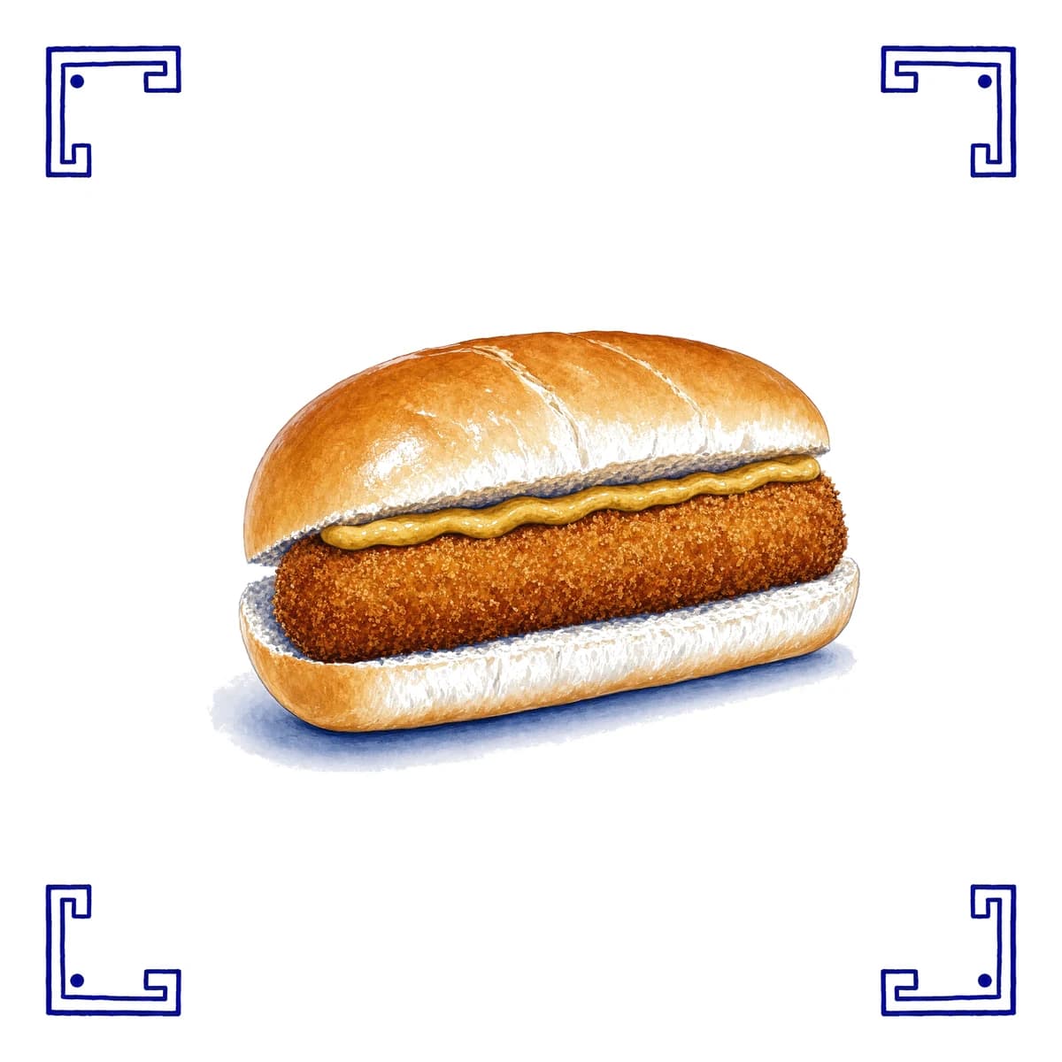 Broodje kroket – Delfts blauw tegeltje