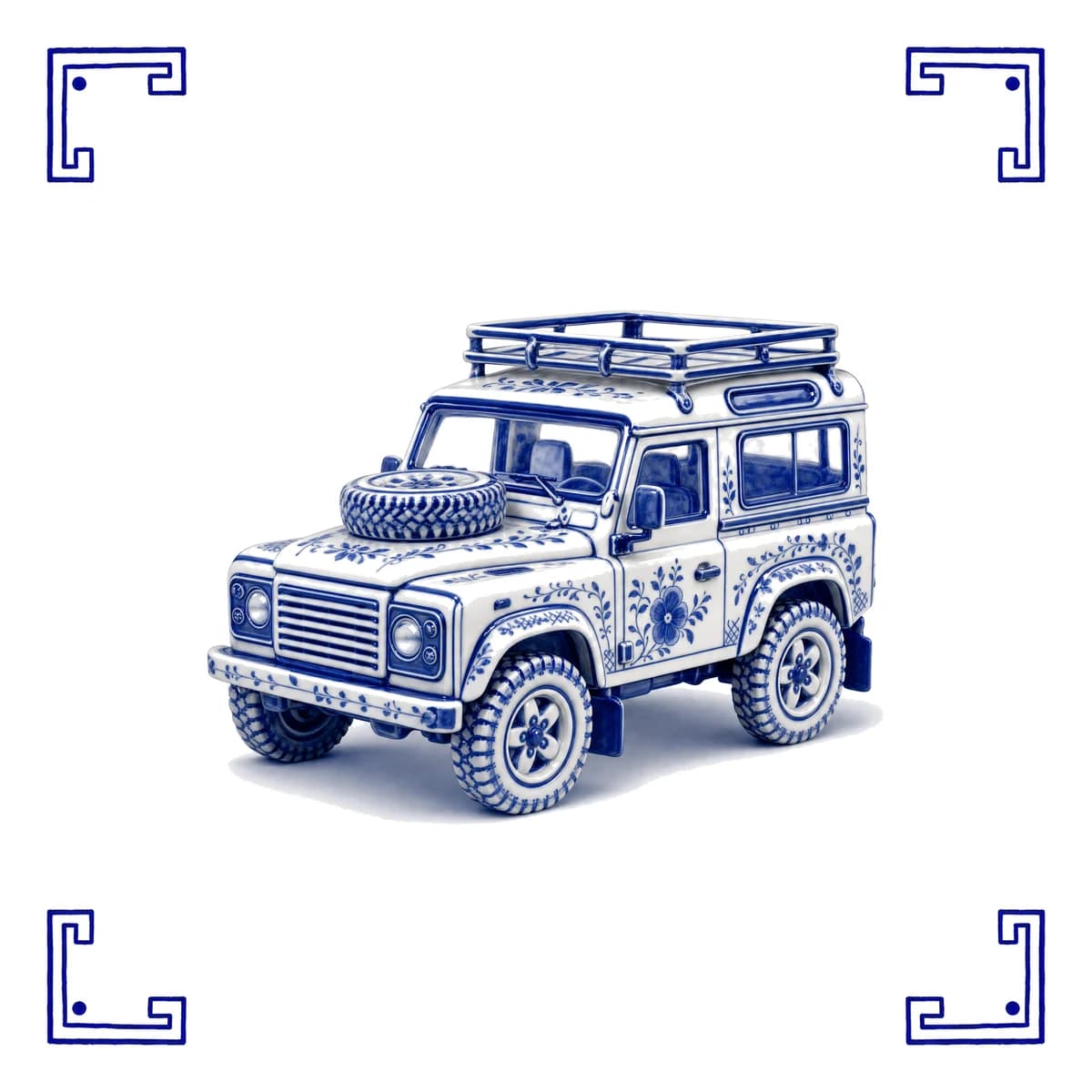 Klassieke Land Rover – Delfts blauw tegeltje