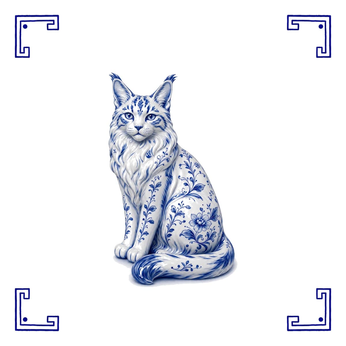 Maine coon – Delfts blauw tegeltje