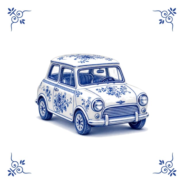 Klassieke Mini, Delfts blauw tegeltje