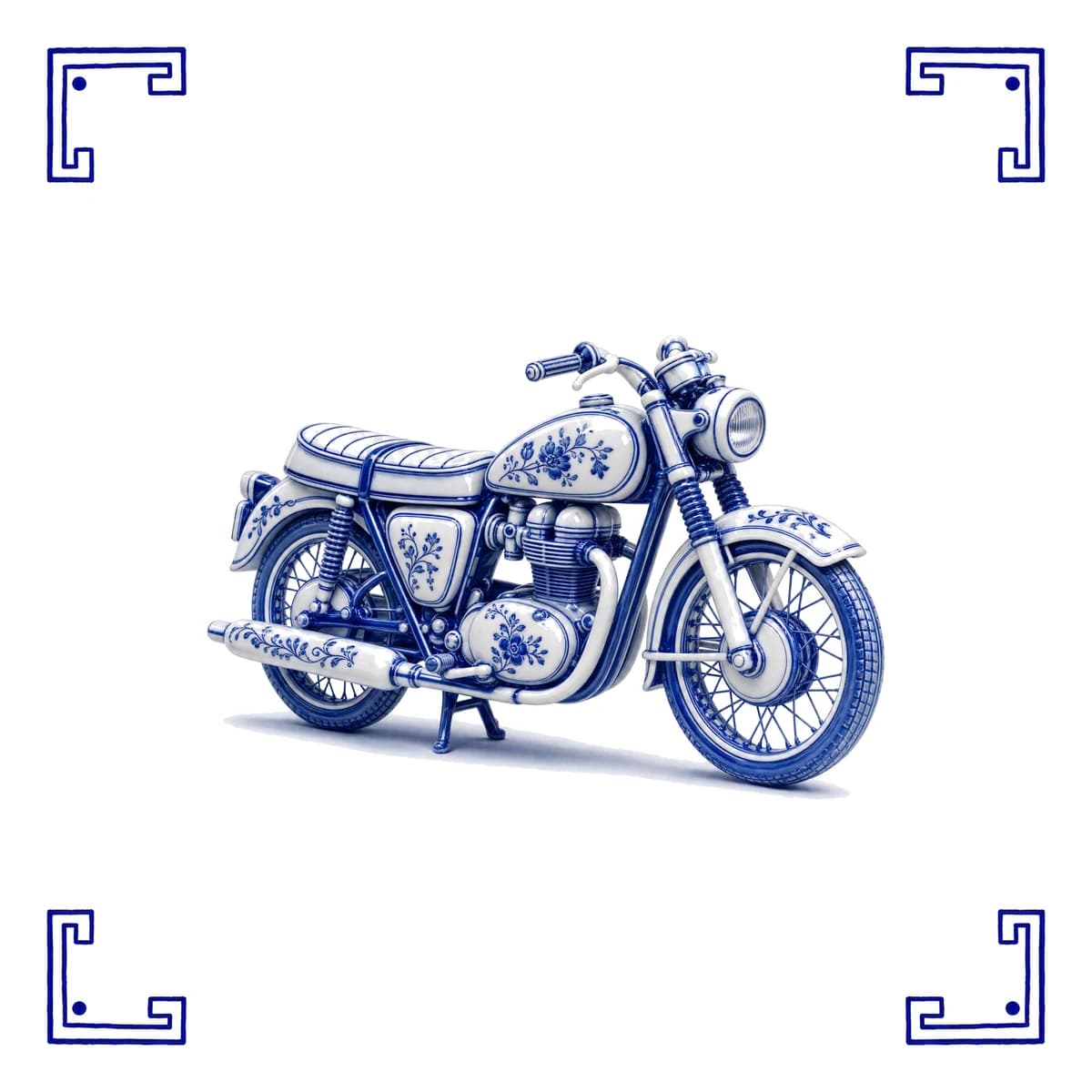 Klassieke motor – Delfts blauw tegeltje