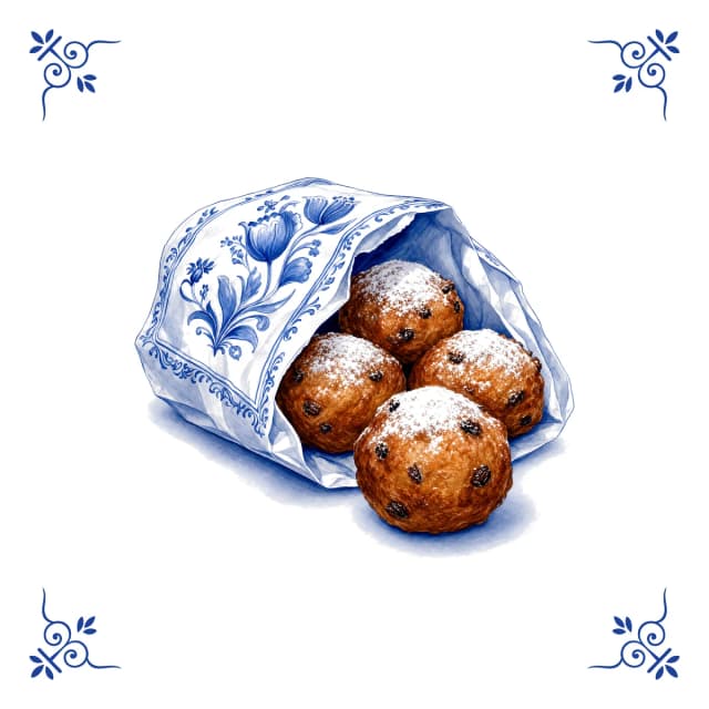 Oliebollen, Delfts blauw tegeltje