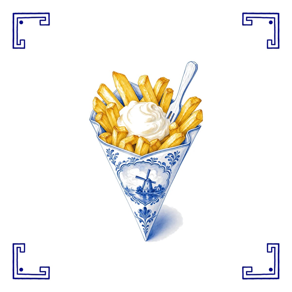 Patatje met – Delfts blauw tegeltje