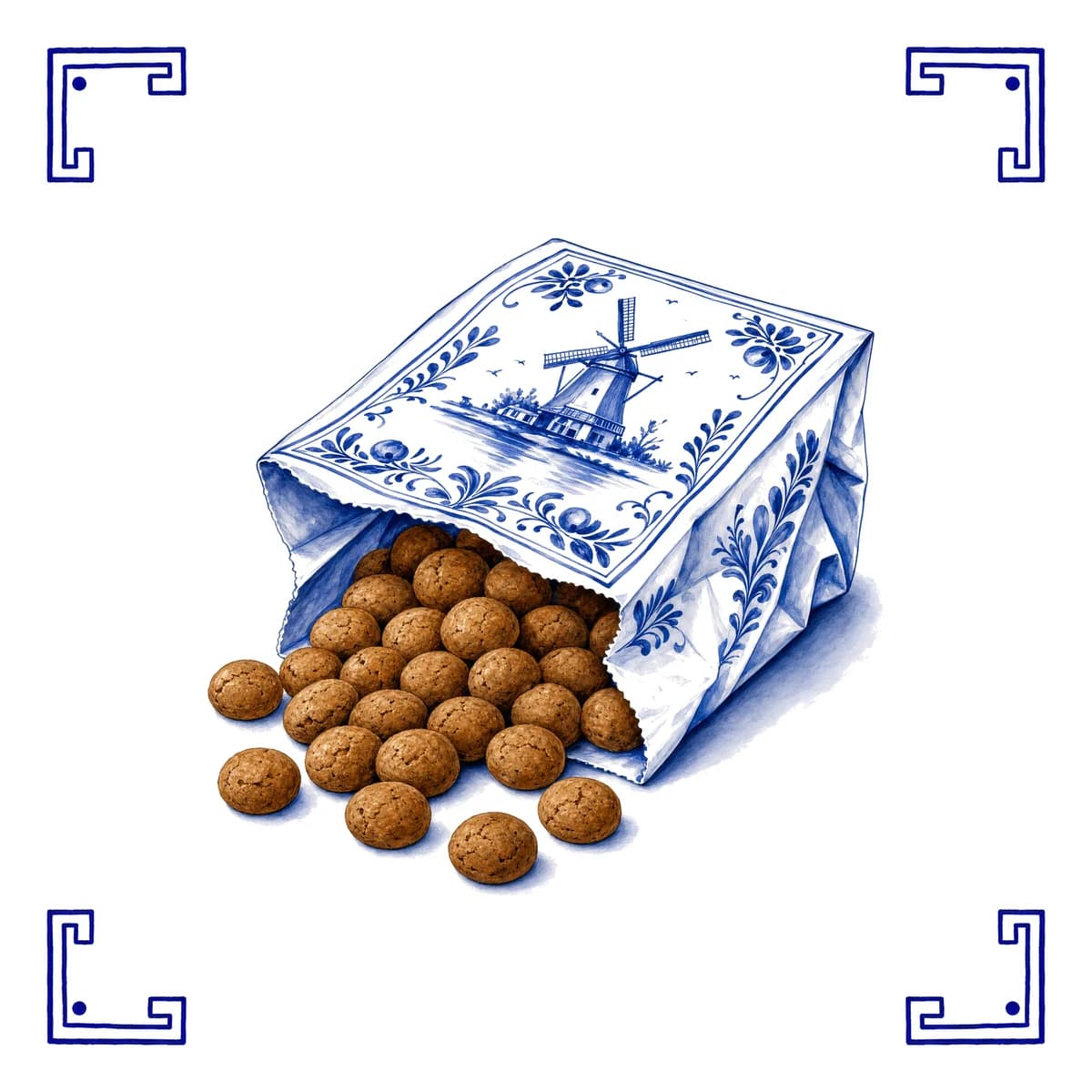 Zak pepernoten – Delfts blauw tegeltje