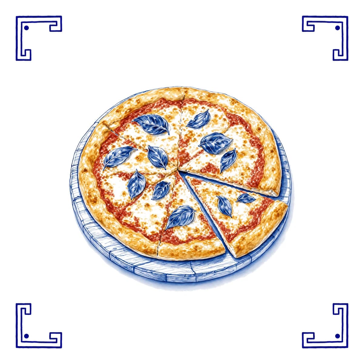 Pizza – Delfts blauw tegeltje