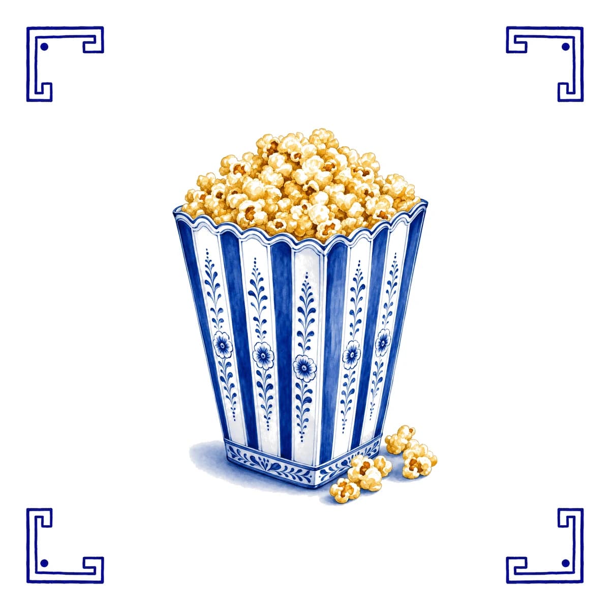 Popcorn – Delfts blauw tegeltje