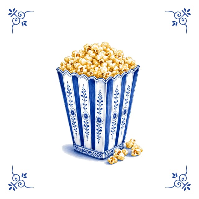 Popcorn, Delfts blauw tegeltje