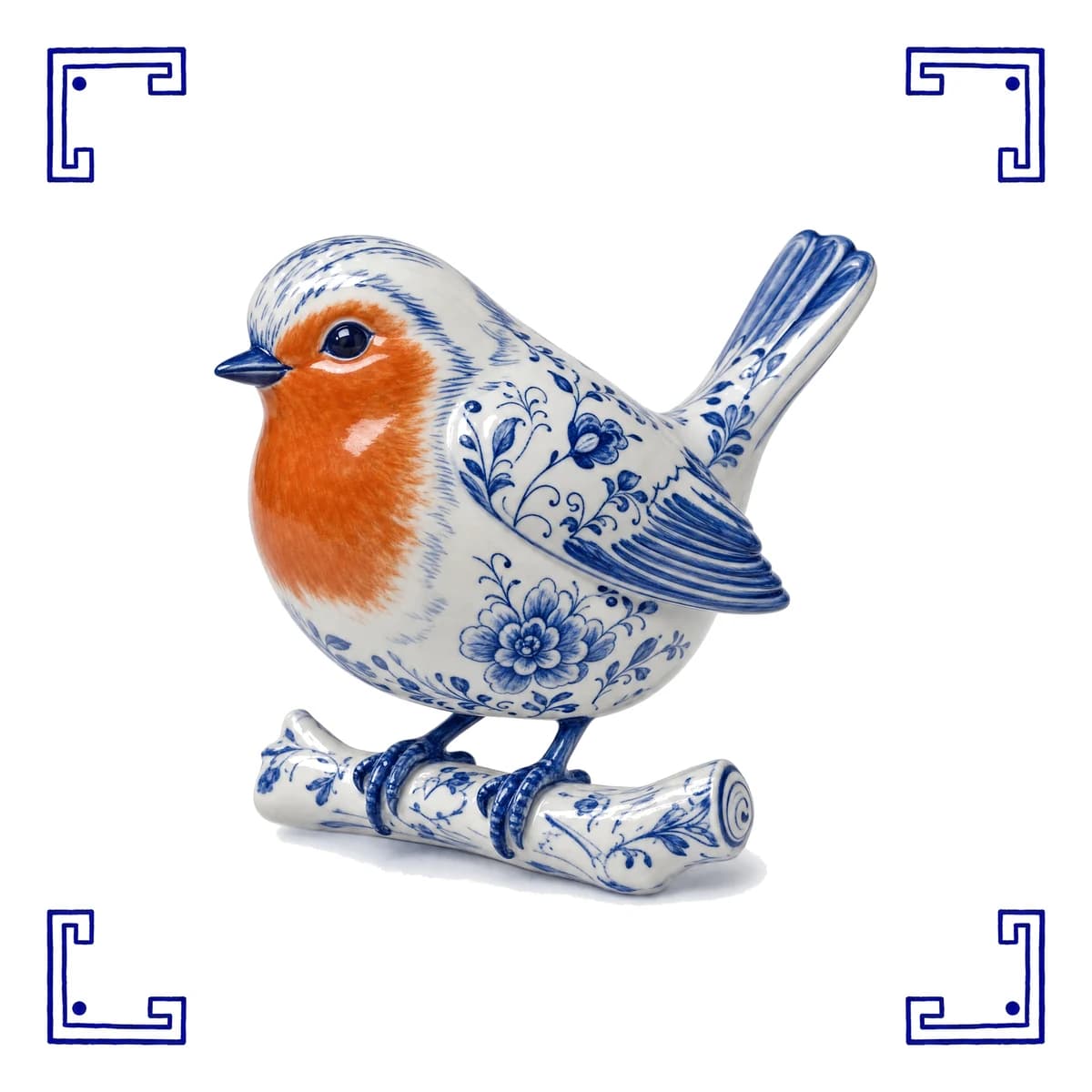 Roodborstje – Delfts blauw tegeltje
