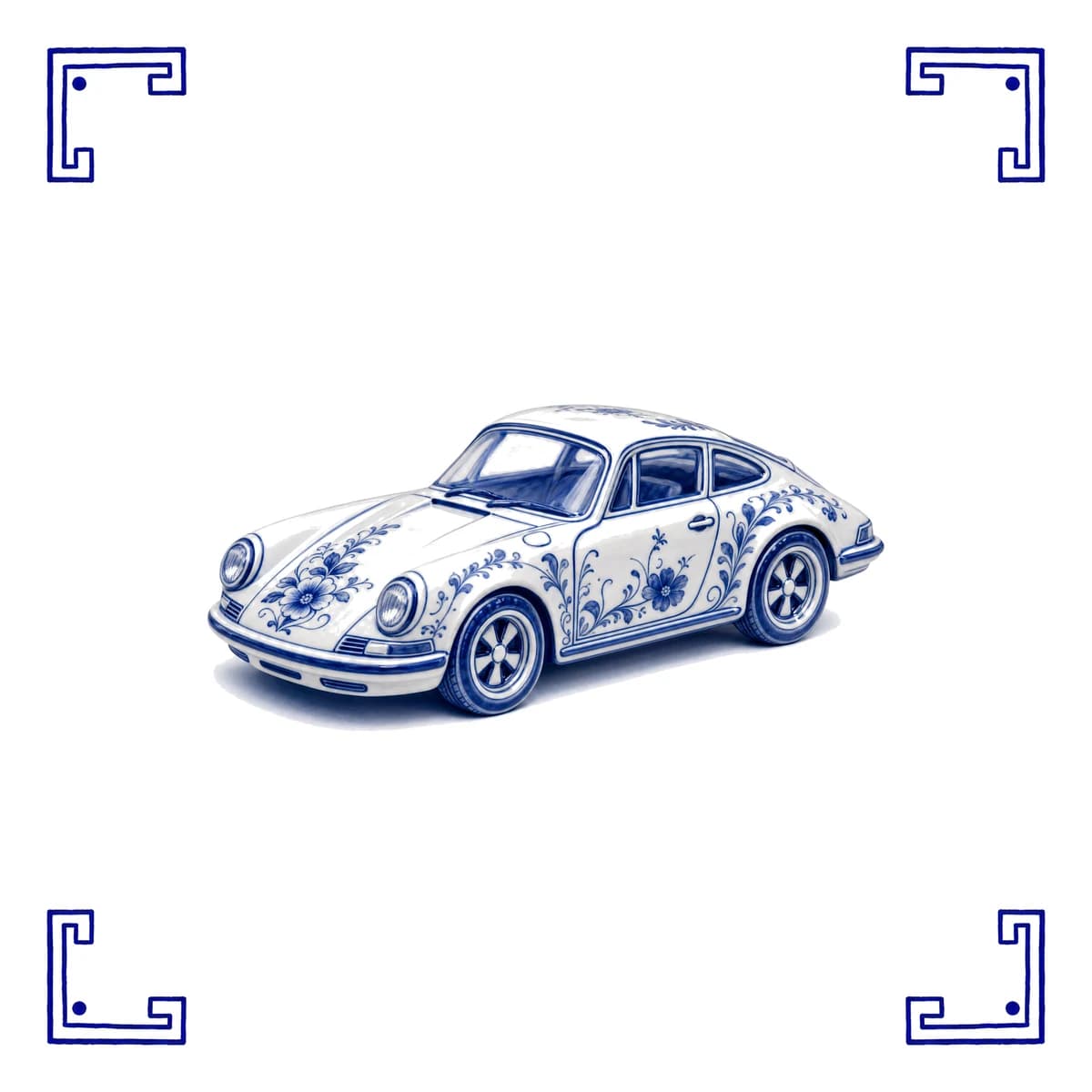 Klassieke sportwagen – Delfts blauw tegeltje