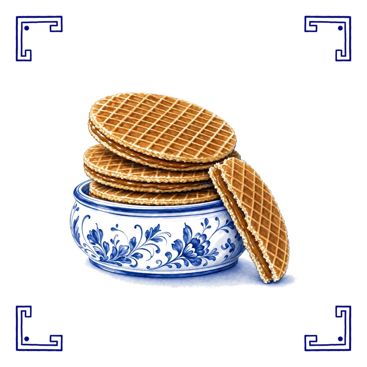 Stroopwafels – Delfts blauw tegeltje