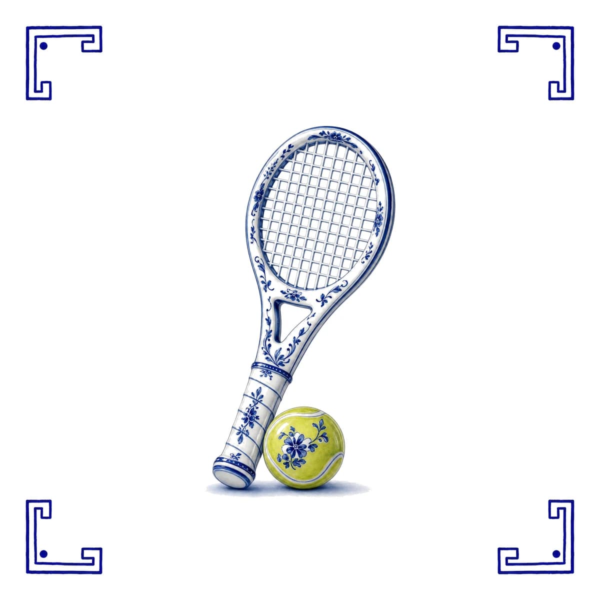 Tennisracket – Delfts blauw tegeltje