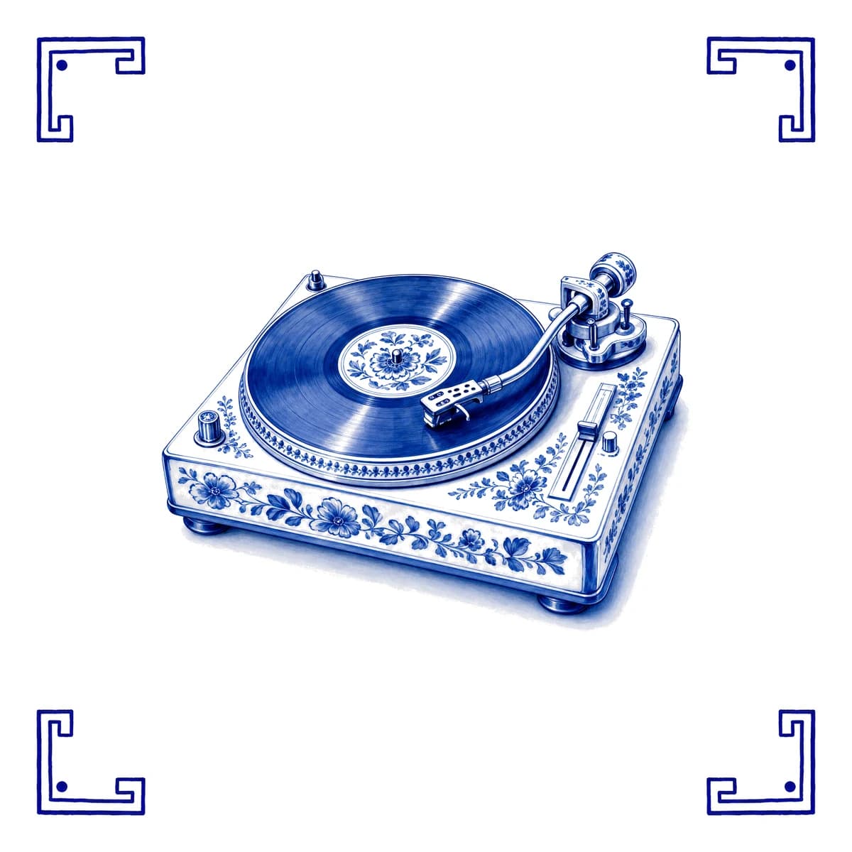Platenspeler – Delfts blauw tegeltje