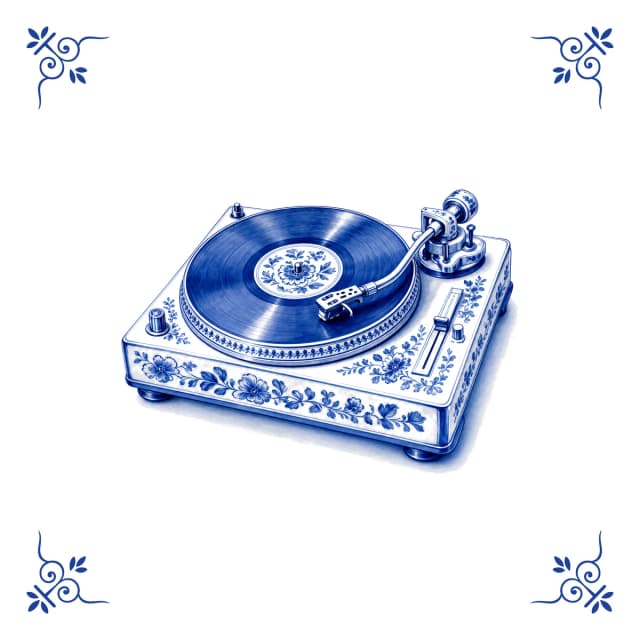 Platenspeler, Delfts blauw tegeltje