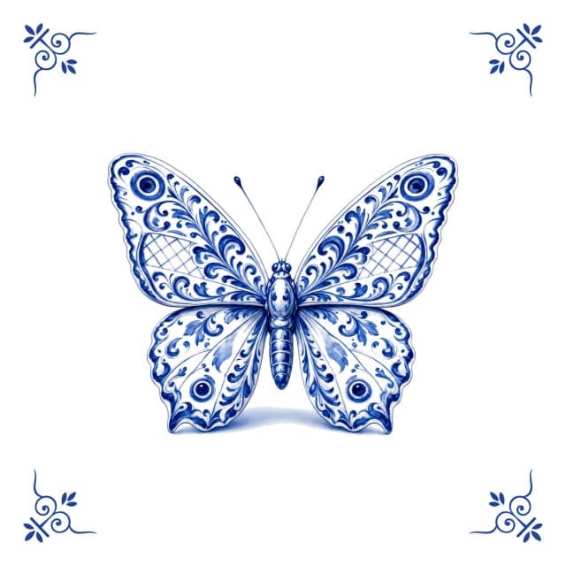Vlinder, Delfts blauw tegeltje