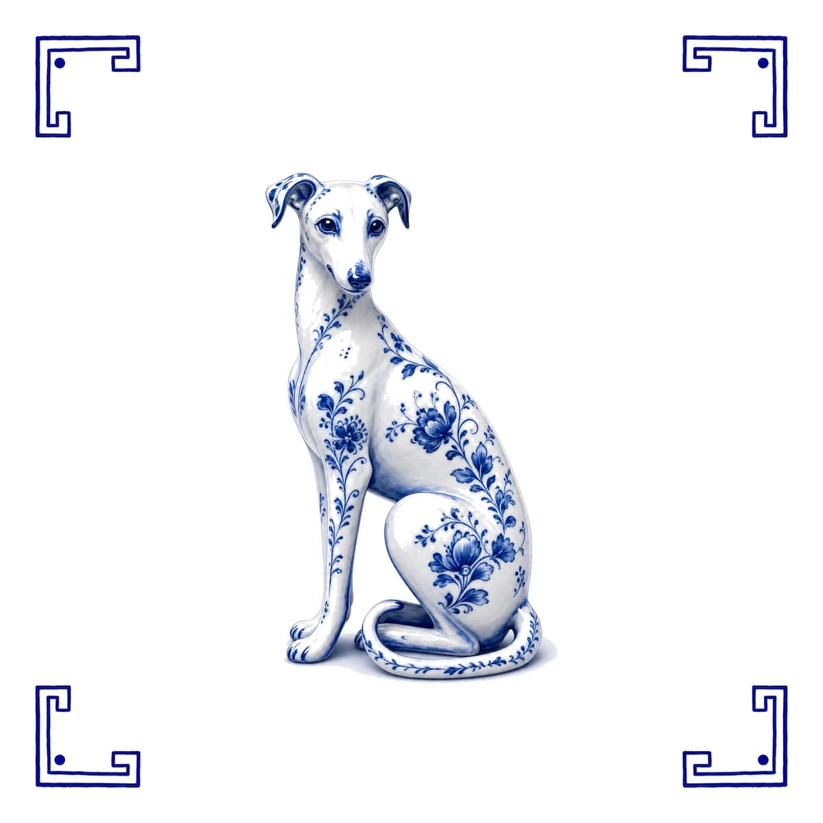 Whippet – Delfts blauw tegeltje