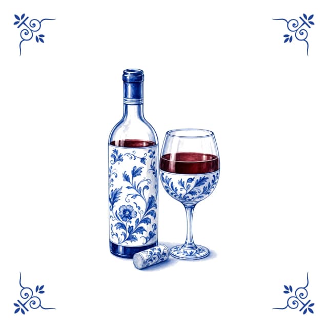 Wijn, Delfts blauw tegeltje